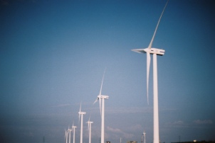 The coastline is dotted with wind turbines, it's beautiful!